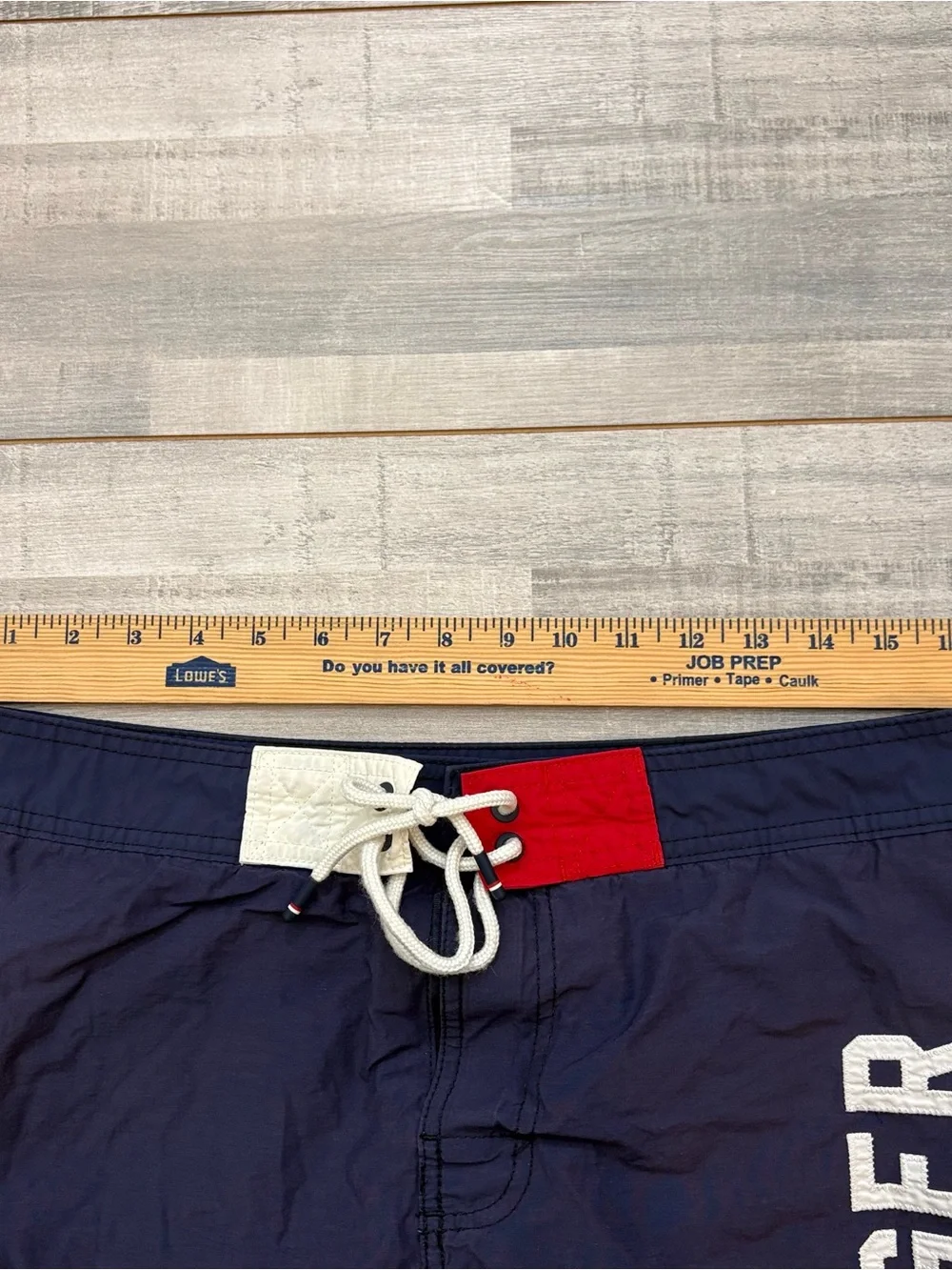 Tommy Hilfiger Mens Swim Trunks Size Small Board Shorts Spell Out Lined Blue